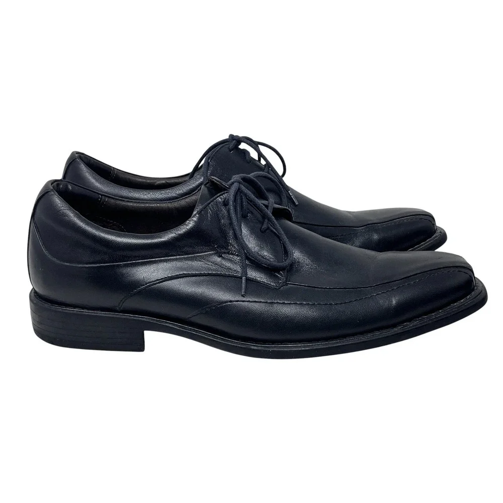 Johnston & Murphy Mens Black Leather Dress Shoes Lace‎ Up Square Toe Size 11M